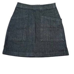 LADIES LOFT MADE AND LOVED DARK BLUE DENIM MINI SKIRT 2 FRONT POCKETS BACK ZIP